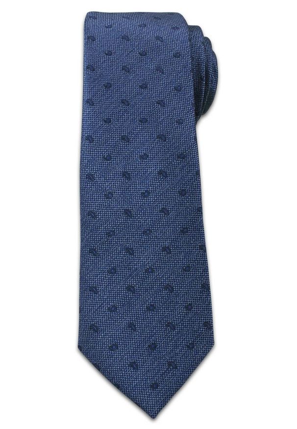 Stylowy Krawat Męski w Drobny Wzór Paisley -6,5cm- Chattier, Granatowy. Kolor: niebieski. Materiał: tkanina. Wzór: paisley. Styl: elegancki