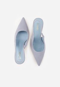 Renee - Niebieskie Sandały Slingback na Szpilce z Imitacji Zamszu Carilona. Zapięcie: bez zapięcia. Kolor: niebieski. Materiał: zamsz. Sezon: lato. Obcas: na szpilce. Wysokość obcasa: średni #9