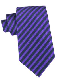 Klasyczny Krawat Klubowy - Alties - Fioletowy, Drobny Prążek. Kolor: fioletowy. Materiał: tkanina. Wzór: prążki. Styl: klasyczny #1