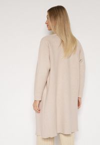 Born2be - Beżowy Klasyczny Niezapinany Kardigan Elitusa. Okazja: na co dzień. Kolor: beżowy. Materiał: jeans. Styl: klasyczny #2