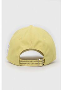 Calvin Klein czapka z daszkiem bawełniana kolor żółty z aplikacją. Kolor: żółty. Materiał: bawełna. Wzór: aplikacja #4