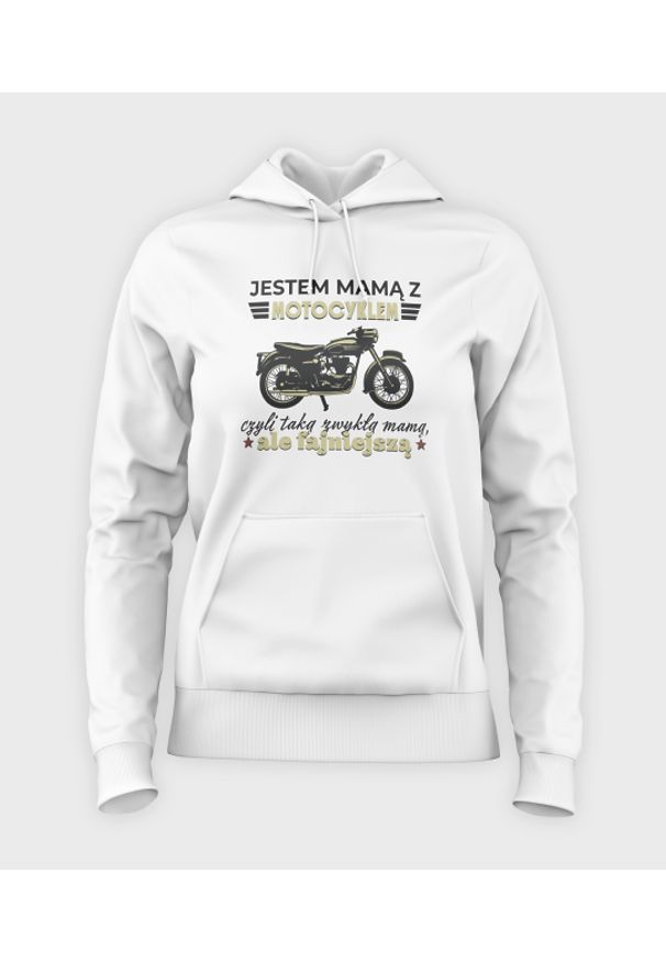 MegaKoszulki - Bluza damska z kapturem Mama z motocyklem. Typ kołnierza: kaptur