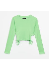 House - Krótka bluzka z wiązaniami - Zielony. Kolor: zielony. Długość: krótkie