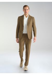 Pako Lorente - PAKO LORENTE – Jasnobrązowe garniturowe spodnie męskie z wełną. Kolor: brązowy. Materiał: wełna. Styl: elegancki #7