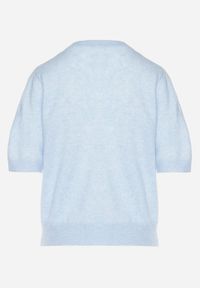 Born2be - Niebieski Sweter z Wełną i Krótkim Rękawem Turosa. Okazja: na co dzień. Kolor: niebieski. Materiał: wełna. Długość rękawa: krótki rękaw. Długość: krótkie. Styl: klasyczny, elegancki, casual #5