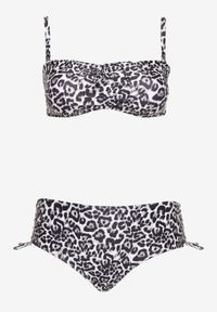 Born2be - Czarne Bikini Biustonosz z Wiązaniem i Majtki Figi ze Ściągaczami Uloselia. Kolekcja: plus size. Kolor: czarny. Wzór: ażurowy, motyw zwierzęcy #2
