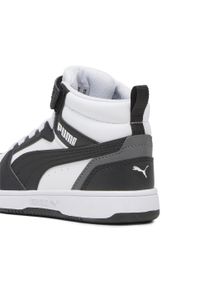 Puma - Dziecięce sneakersy Rebound V6 Mid PUMA White Black Shadow Gray. Kolor: czarny, szary, biały, wielokolorowy. Sport: bieganie