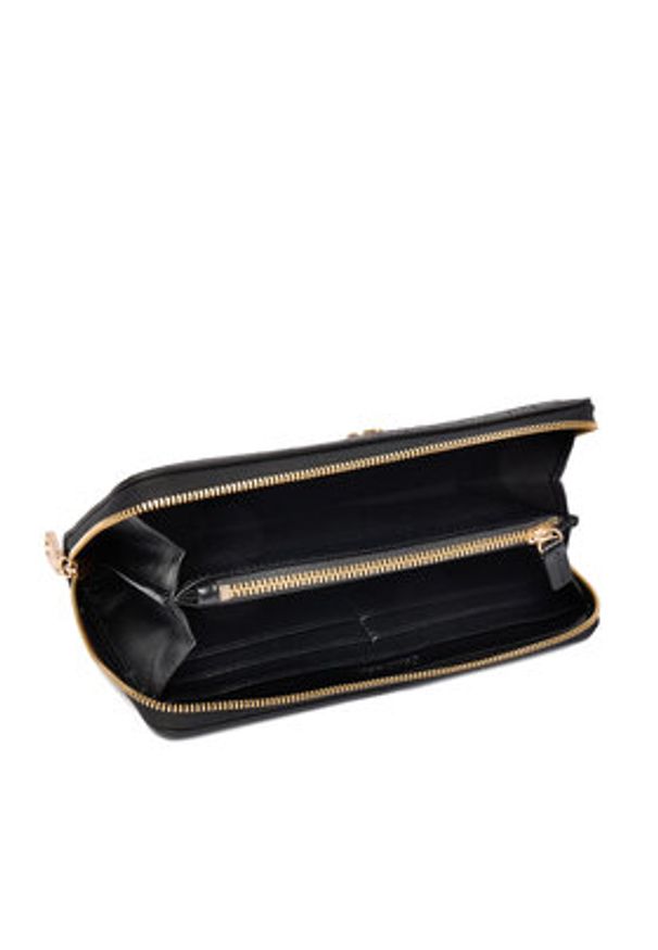 Calvin Klein Portfel Ck Croc Long Zip Around LV04F1096G Czarny. Kolor: czarny. Materiał: skóra