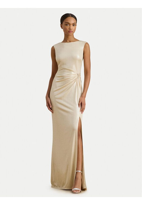 Lauren Ralph Lauren - LAUREN RALPH LAUREN Sukienka wieczorowa 253P04060001 Beżowy Slim Fit. Kolor: beżowy. Materiał: syntetyk. Styl: wizytowy