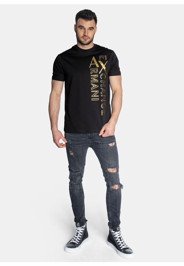 Koszulka męska czarna Armani Exchange 3LZTNA ZJ9AZ 02DX. Kolor: czarny