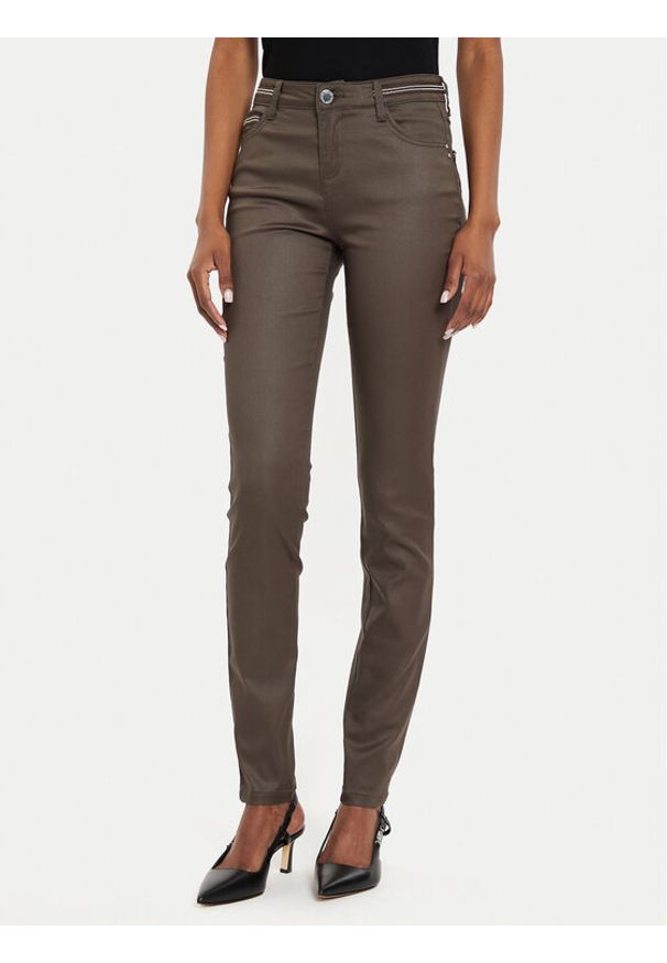 Morgan Spodnie materiałowe 212-PALONA Brązowy Slim Fit. Kolor: brązowy. Materiał: bawełna, syntetyk