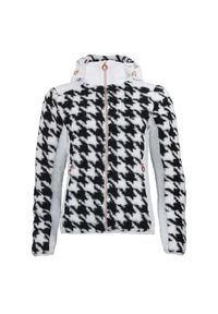 PEAK MOUNTAIN - Kaptur polar z zippem, dwumateriałowy, z naszywką na piersi dla kobiet Peak Moun. Typ kołnierza: kaptur. Kolor: biały. Materiał: polar. Wzór: aplikacja #1