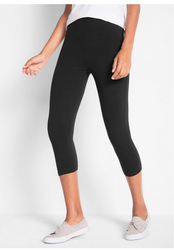 bonprix - Legginsy rybaczki (2 pary w opak.). Okazja: na co dzień. Kolor: czarny. Styl: casual