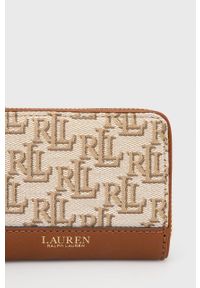 Lauren Ralph Lauren portfel damski kolor brązowy. Kolor: brązowy. Materiał: materiał