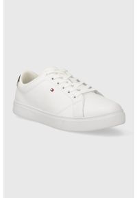 TOMMY HILFIGER - Tommy Hilfiger sneakersy skórzane ESSENTIAL COURT SNEAKER kolor biały FW0FW07427. Nosek buta: okrągły. Zapięcie: sznurówki. Kolor: biały. Materiał: skóra #2
