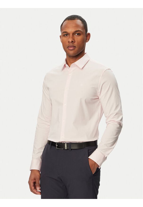 Calvin Klein Koszula LV04LB145G Różowy jasny Slim Fit. Kolor: różowy. Materiał: bawełna
