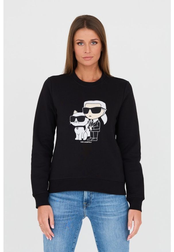 Karl Lagerfeld - KARL LAGERFELD Czarna damska bluza Ikonik 2.0, Rozmiar M. Kolor: czarny