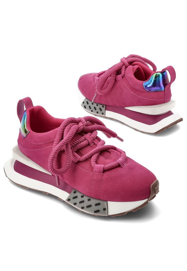Różowe Sneakersy Artiker Stylowe Obuwie Damskie. Okazja: na co dzień. Kolor: różowy. Materiał: zamsz. Szerokość cholewki: normalna. Styl: elegancki