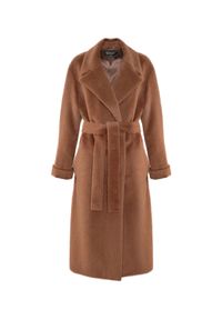 CATERINA - Brązowy płaszcz z alpaki i wełny. Kolor: brązowy. Materiał: wełna #7