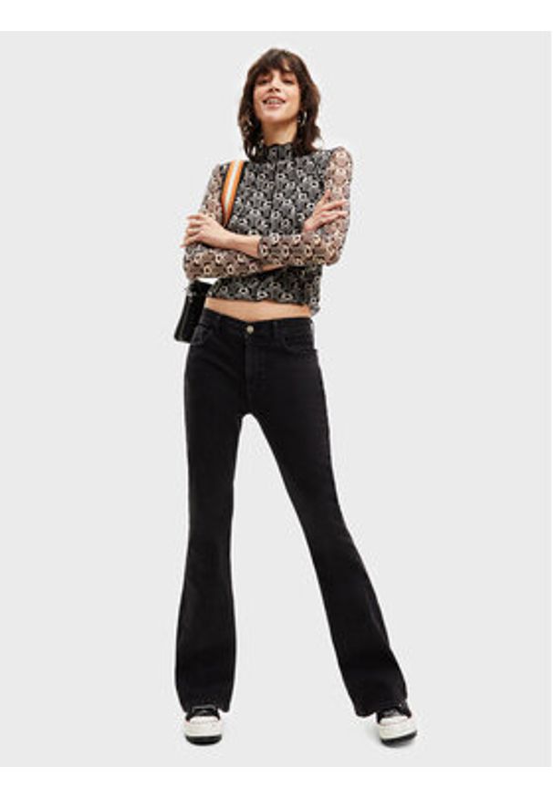 Desigual Bluzka Karen 22WWTKA4 Czarny Slim Fit. Kolor: czarny. Materiał: syntetyk