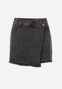Born2be - Czarne Jeansowe Spódnico-Spodenki Jeansowe z Bawełny z Wysokim Stanem Neliatha. Okazja: na co dzień. Stan: podwyższony. Kolor: czarny. Materiał: jeans, bawełna. Długość: krótkie. Styl: elegancki, wizytowy, casual #4