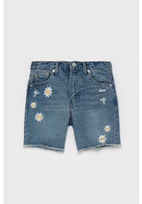 Levi's® - Levi's szorty jeansowe dziecięce z aplikacją regulowana talia. Okazja: na spotkanie biznesowe. Kolor: niebieski. Materiał: jeans. Wzór: aplikacja. Styl: biznesowy