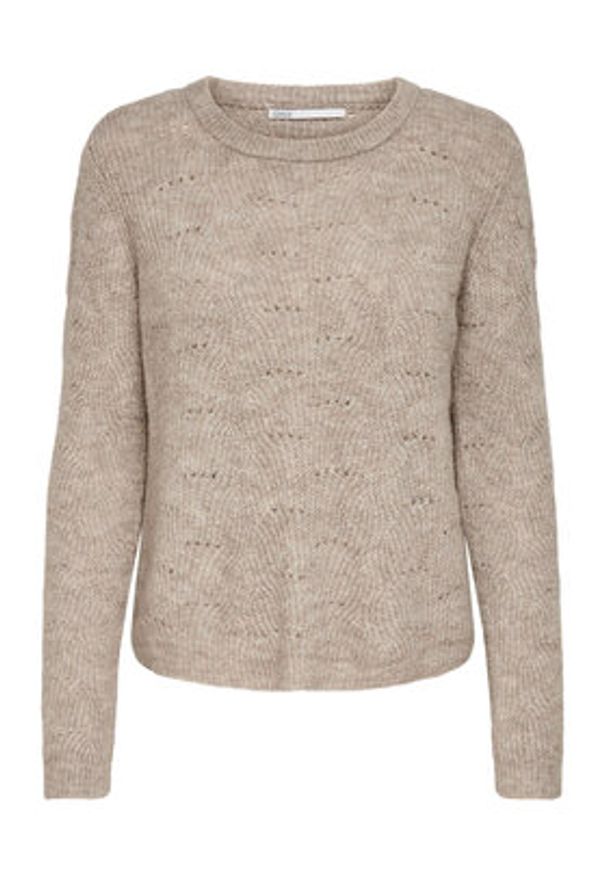 only - ONLY Sweter 15234745 Beżowy Regular Fit. Kolor: beżowy. Materiał: syntetyk