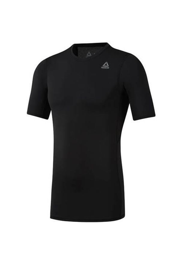 Koszulka treningowa męska Reebok Wor Logo Compression. Kolor: czarny. Długość rękawa: krótki rękaw. Długość: krótkie. Sport: bieganie