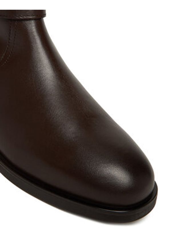 TOMMY HILFIGER - Tommy Hilfiger Botki Th Buckle Riding Leather Bootie FW0FW08781 Brązowy. Kolor: brązowy. Materiał: skóra