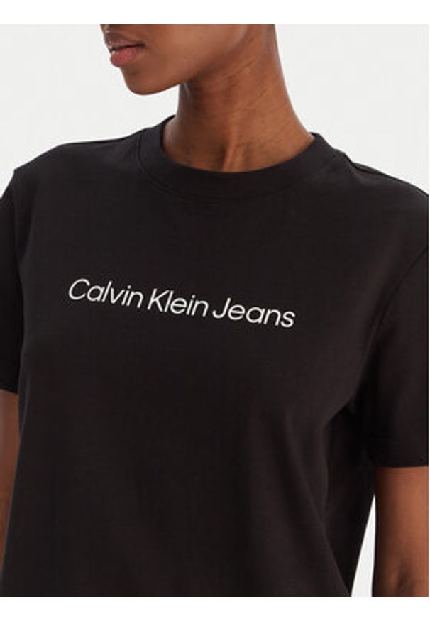 Calvin Klein Jeans T-Shirt A- Inst. Logo Classic LV047C912G Czarny Regular Fit. Kolor: czarny. Materiał: bawełna
