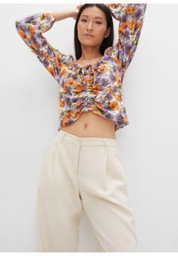 bonprix - Spodnie z zakładkami poniżej talii. Kolor: beżowy #3