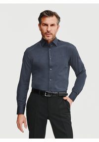 Pako Lorente - PAKO LORENTE – Bawełniana koszula męska w kolorze ciemnoszarym. Kolor: szary. Materiał: bawełna. Długość rękawa: długi rękaw. Długość: długie. Wzór: gładki #5