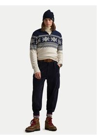 Polo Ralph Lauren Sweter 710952254001 Beżowy Regular Fit. Typ kołnierza: polo. Kolor: beżowy. Materiał: bawełna #5