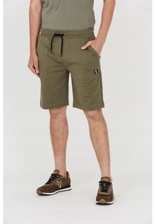 Aeronautica Militare - AERONAUTICA MILITARE Męskie dresowe bermudy zielone, Rozmiar XXL. Kolor: zielony. Materiał: bawełna, dresówka. Wzór: haft