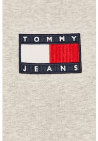 Tommy Jeans - Bluza bawełniana. Okazja: na co dzień. Typ kołnierza: kaptur. Kolor: szary. Materiał: bawełna. Wzór: aplikacja. Styl: casual #3