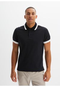 bonprix - Koszulka polo z czystej bawełny organicznej piqué. Typ kołnierza: polo. Kolor: czarny. Materiał: materiał, bawełna #1