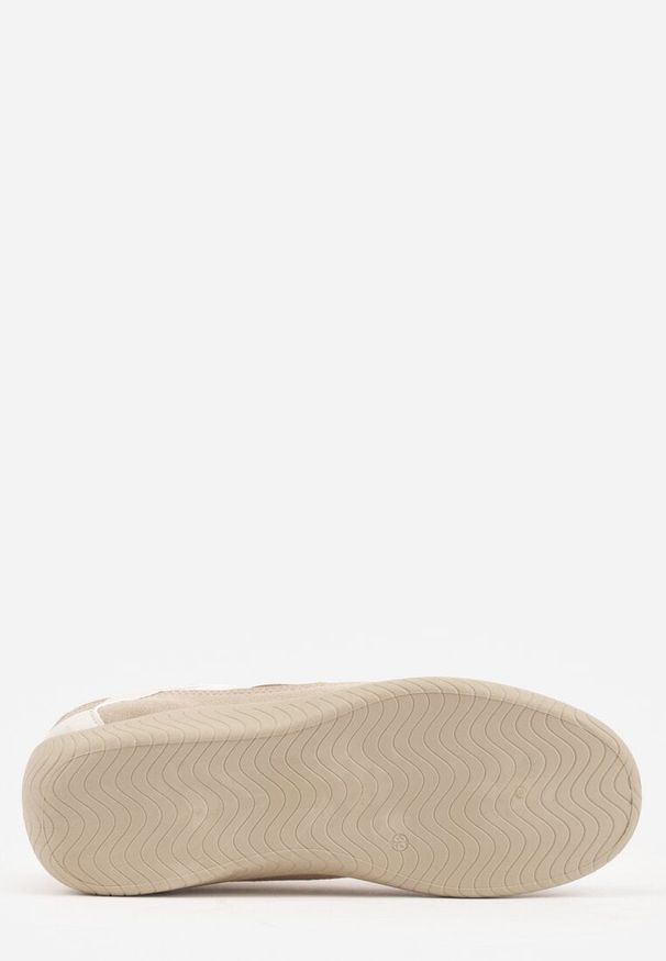 Renee - Brązowe Sneakersy z Geometrycznym Wzorem Elrineth. Kolor: brązowy. Materiał: prążkowany, jeans. Wzór: geometria