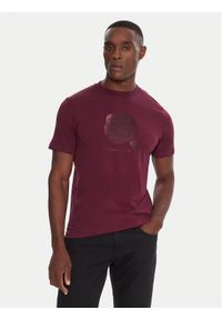 Karl Lagerfeld - KARL LAGERFELD T-Shirt 755032 554221 Bordowy Regular Fit. Typ kołnierza: dekolt w karo. Kolor: czerwony. Materiał: bawełna #1