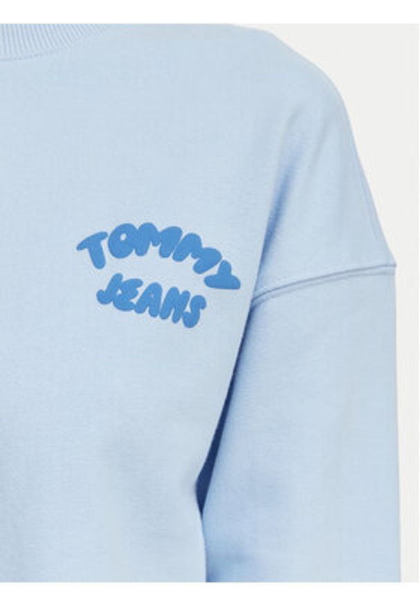 Tommy Jeans Bluza Bubble Logo DW0DW22366 Niebieski jasny Boxy Fit. Kolor: niebieski. Materiał: bawełna