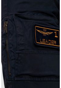 Aeronautica Militare - AERONAUTICA MILITARE Granatowe męskie spodnie Iconic Anti-G, Rozmiar 50. Okazja: na co dzień. Kolor: niebieski. Materiał: elastan, bawełna. Styl: casual