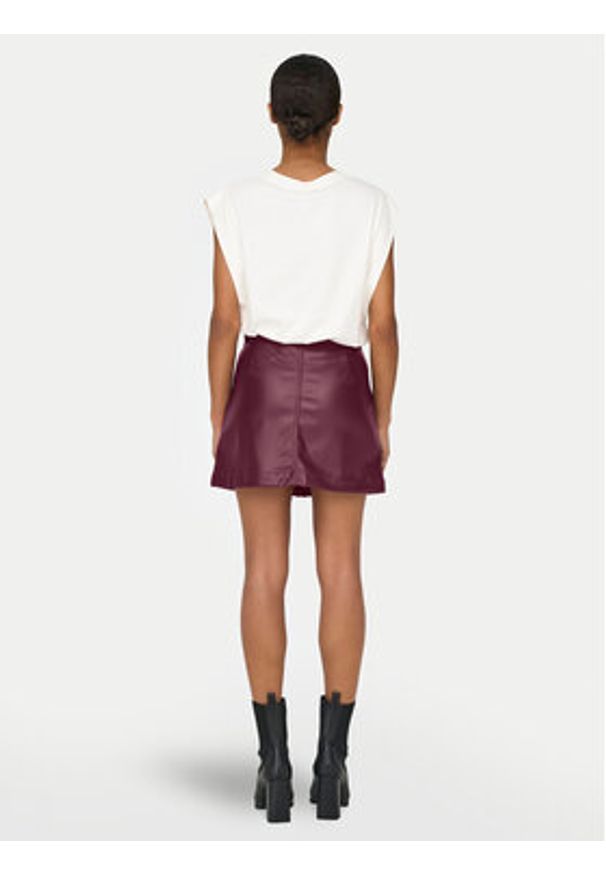 only - ONLY Spódnica z imitacji skóry Amazing 15331876 Bordowy Slim Fit. Kolor: czerwony. Materiał: skóra