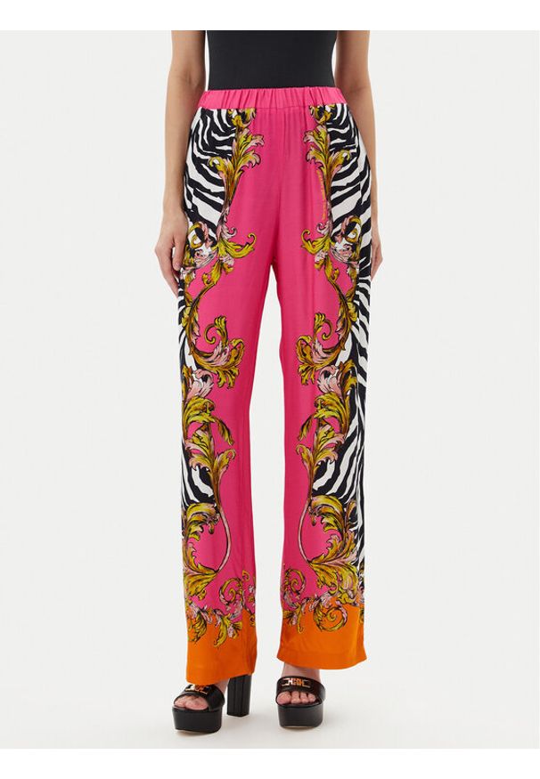 Versace Jeans Couture Spodnie materiałowe 78HAA1P2 Różowy Straight Fit. Kolor: różowy. Materiał: wiskoza