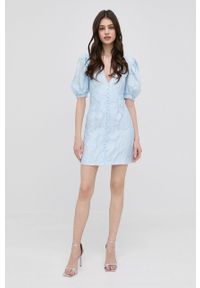 BARDOT - Bardot Sukienka mini rozkloszowana. Kolor: niebieski. Materiał: tkanina. Typ sukienki: rozkloszowane. Długość: mini #5