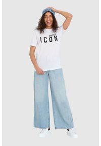 DSQUARED2 Biały t-shirt damski z logo icon, Rozmiar L. Kolor: biały. Materiał: bawełna #2