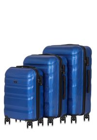 Ochnik - Komplet walizek na kółkach 19'/24'/28'. Kolor: niebieski. Materiał: materiał, poliester, guma, kauczuk #1