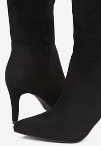 Renee - Czarne Eleganckie Botki z Cholewką do Połowy Łydki z Wycięciami na Cienkiej Szpice Festa. Kolor: czarny. Szerokość cholewki: normalna. Styl: elegancki #5