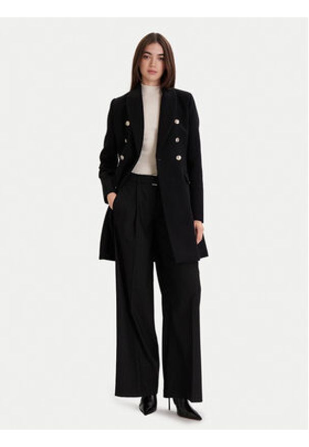 Morgan Płaszcz wełniany 252-GATIM.F Czarny Regular Fit. Kolor: czarny. Materiał: syntetyk