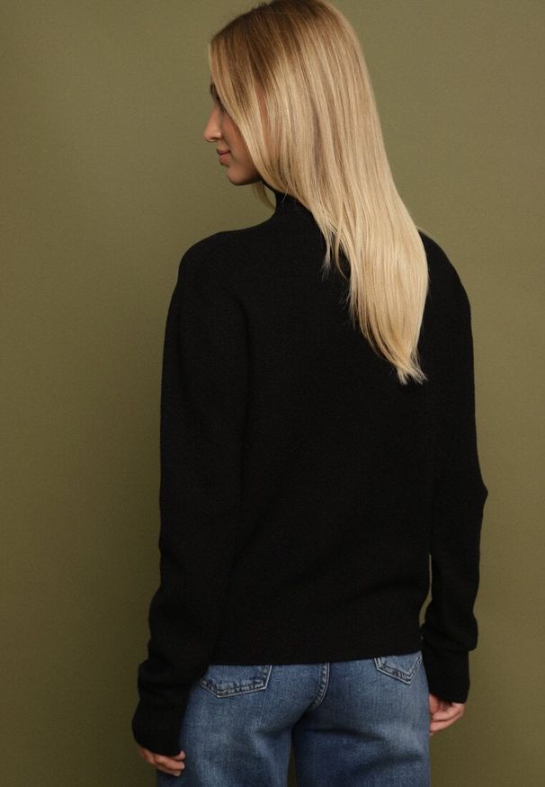 Born2be - Czarny Klasyczny Golf z Wiskozą i Wełną Salentie. Okazja: do pracy, na co dzień. Typ kołnierza: golf. Kolor: czarny. Materiał: wełna, wiskoza. Styl: klasyczny