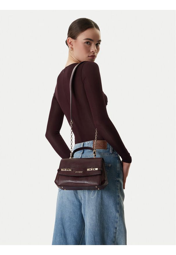 Guess Torebka Melinda HWKL99 33200 Bordowy. Kolor: czerwony. Materiał: skórzane
