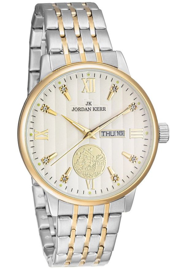 Zegarek damski Jordan Kerr L1070 srebrno-złoty. Kolor: srebrny, złoty, wielokolorowy